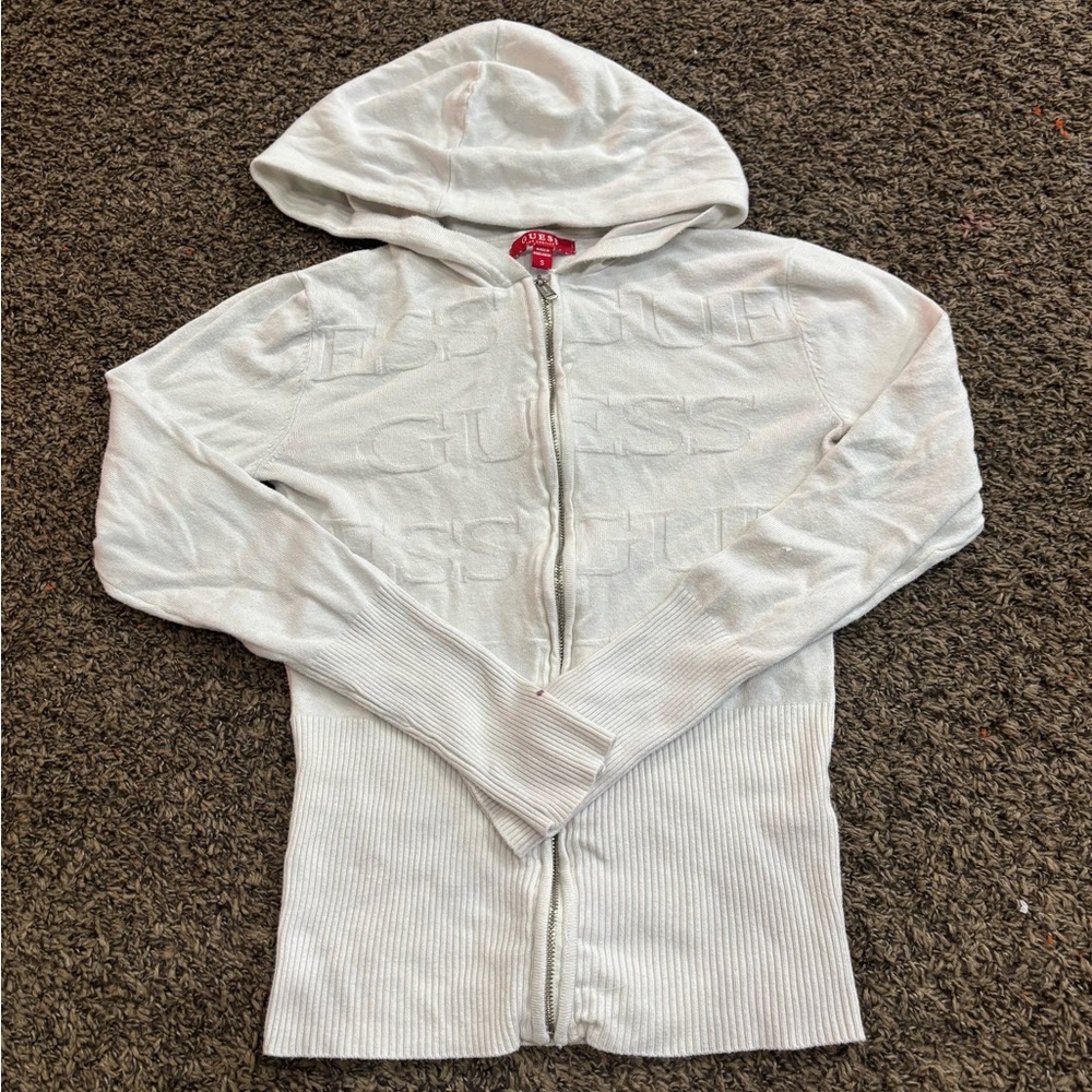 Guess Cream Hooded Zip-Up Jacket